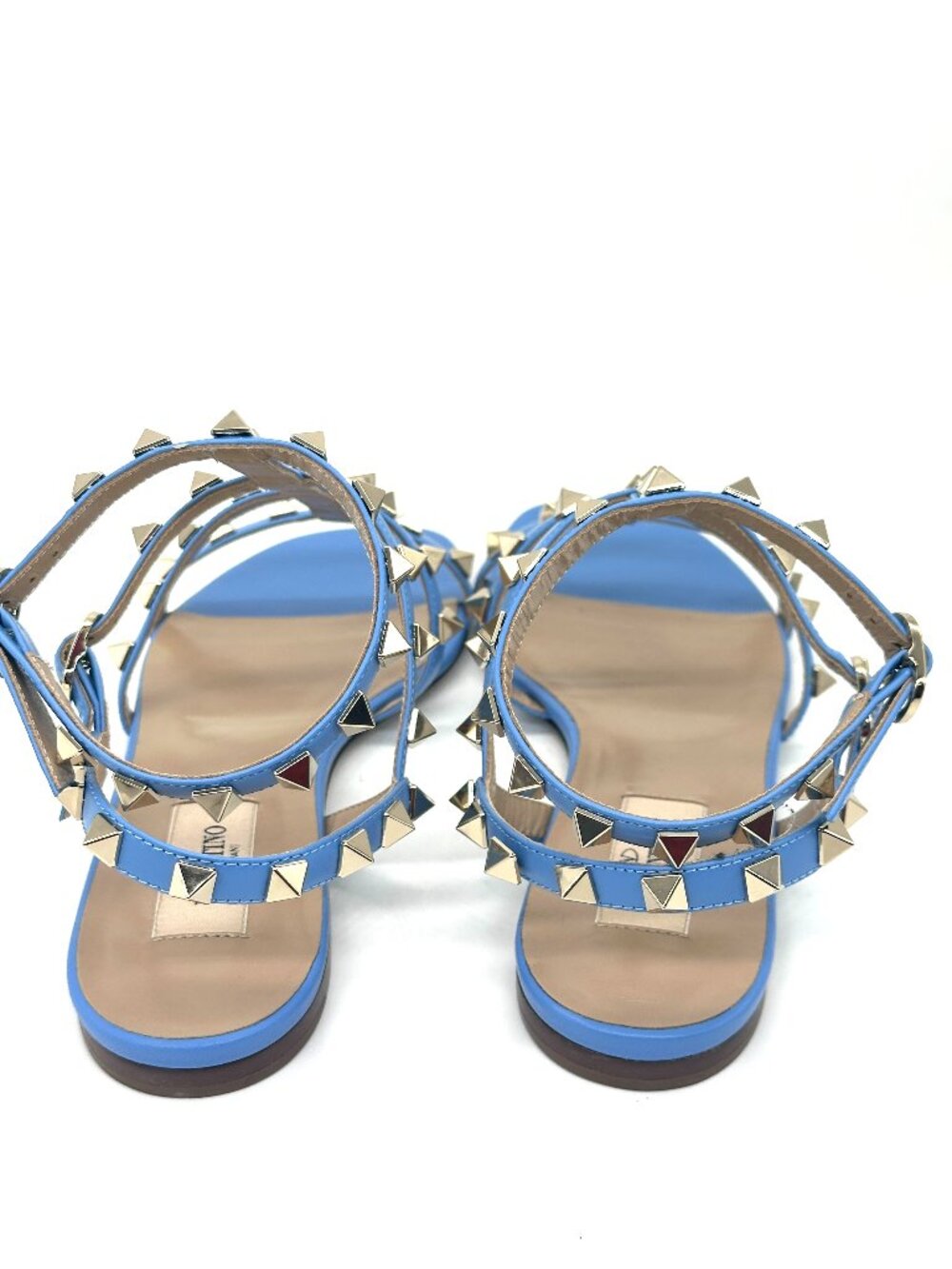 Valentino Rockstud Studded Caged Ankle Strap Flat Gladiator Sandals Shoes - Picture 8 of 16